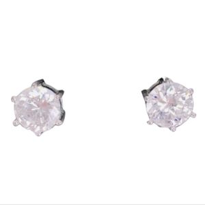 Silver Round Cut CZ Stud Earrings